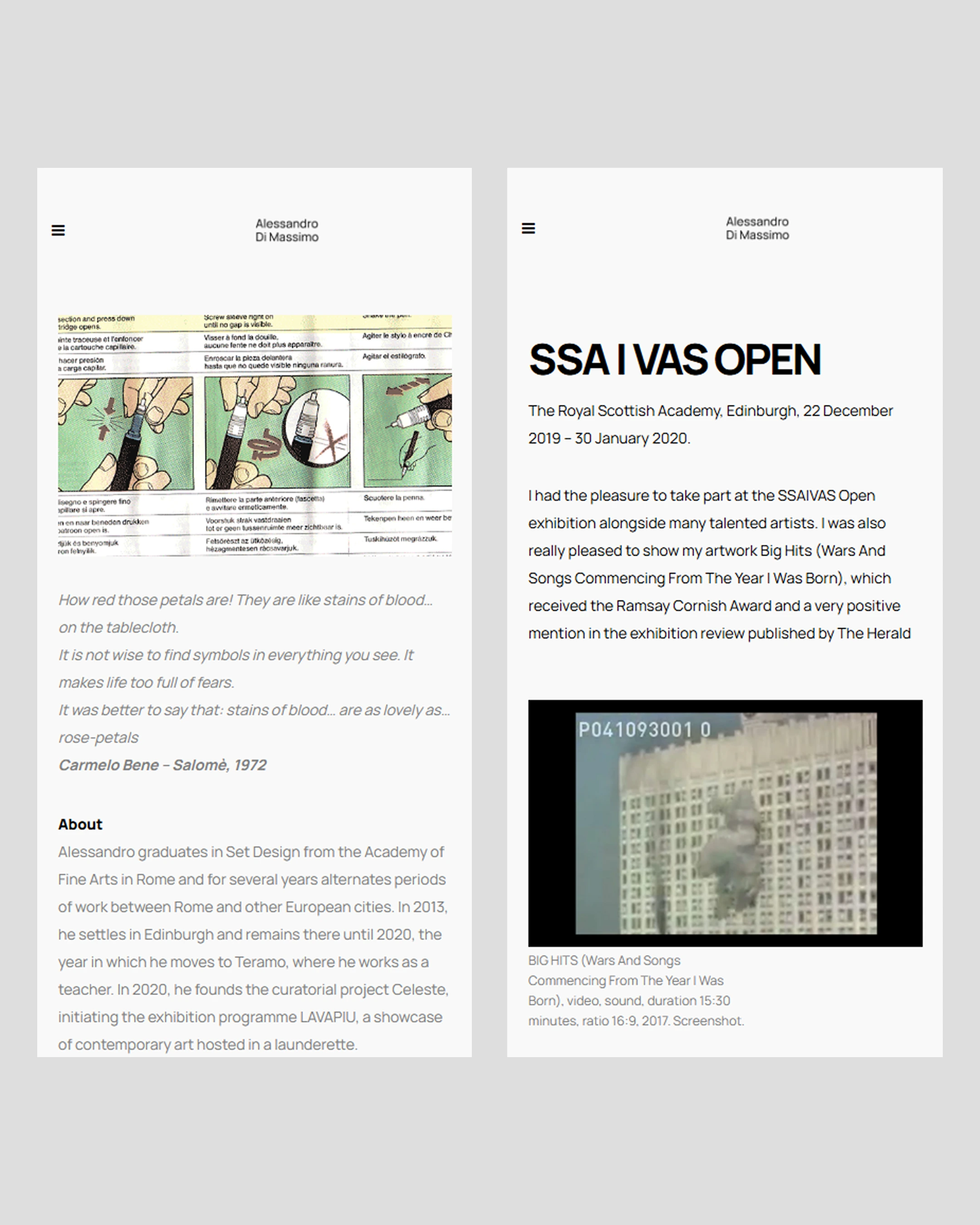 Web design and development for Alessandro Di Massimo